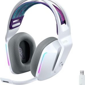 Logitech G733 LIGHTSPEED Inalámbricos para Gaming con Diadema con Suspensión, LIGHTSYNC RGB, Tecnología de Micrófono Blue VO!CE, Ligeros, 29h de Batería, PC, PS4, PS5, Blanco